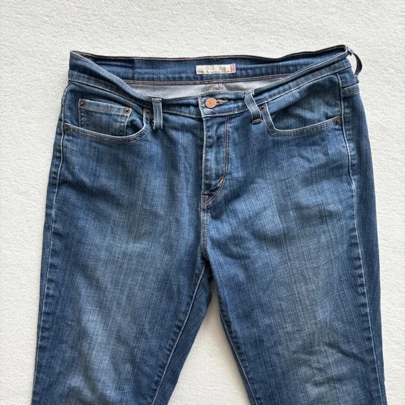 Levis 515 Bootcut Jeans Womens 8 Short Blue Dark Wash Denim Stretch 515-0218 - Picture 2 of 12